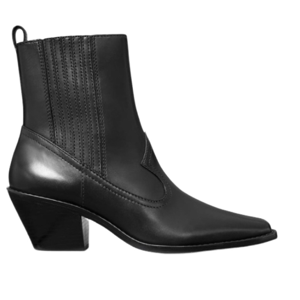 NWOB Tory Burch Black Western Leather Ankle Boot - Sz 9